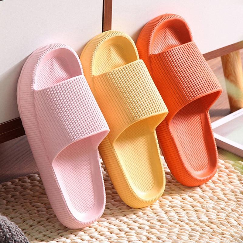 Lucyever Men Women Thick Platform Home Slippers Fashion Non-slip EVA Bathroom Slides Woman Sandals 2022 Summer Soft Flip Flops - korebom